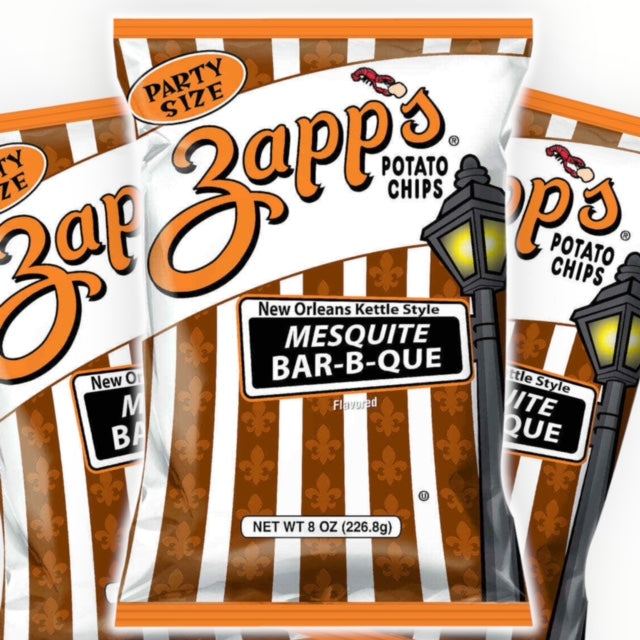 Zapp's New Orleans Kettle Chips Mesquite BarBQue (8oz/3 Bags) Part Louisiana Swamp Snacks