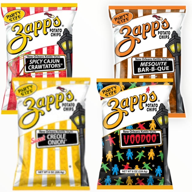 Zapp's New Orleans Kettle Chips PARTY PACK (8oz/4 Bags) Louisiana Swamp Snacks