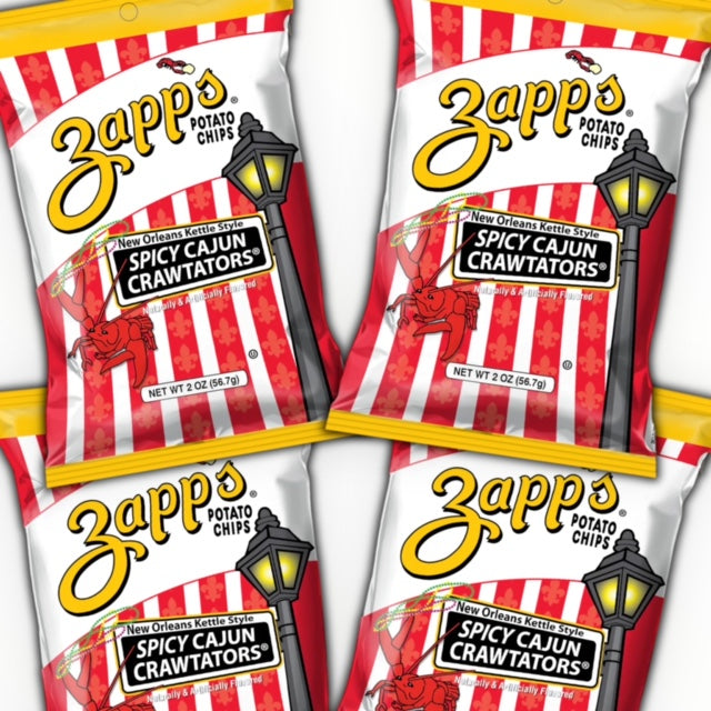 Zapp's New Orleans Kettle Cooked Chips Cajun Crawtator (2.5oz/4 Bags Louisiana Swamp Snacks