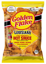 Load image into Gallery viewer, Golden Flake Crispy Pork Skins Chicharrones - Louisiana Hot Sauce (4oz/3 Bags)
