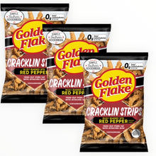 Load image into Gallery viewer, Golden Flake Pork Skins Super Strips -- Red Pepper (3.5oz/3 Bags)
