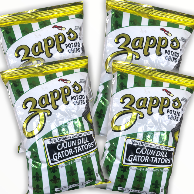Zapp's New Orleans Kettle Chips -- Cajun Dill Gator-Tators (2.5oz/4 Bags)