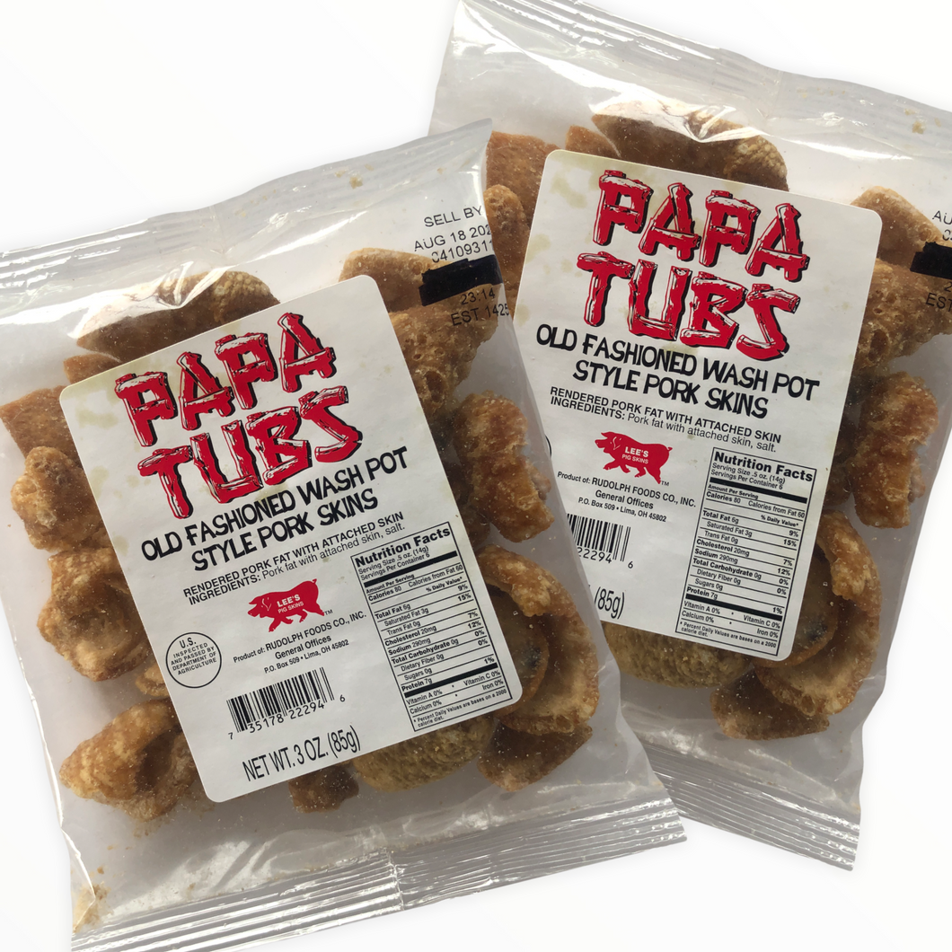 Papa Tub's Old Fashioned Wash Pot Pork Skins (3oz/2-Bags)