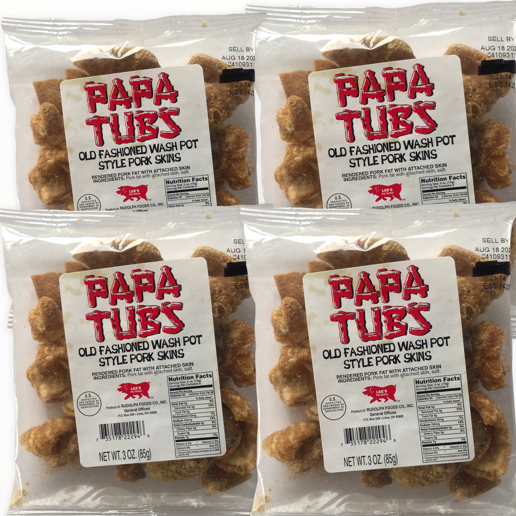 Papa Tub's Old Fashioned Wash Pot Pork Skins (3oz/4-Bags)